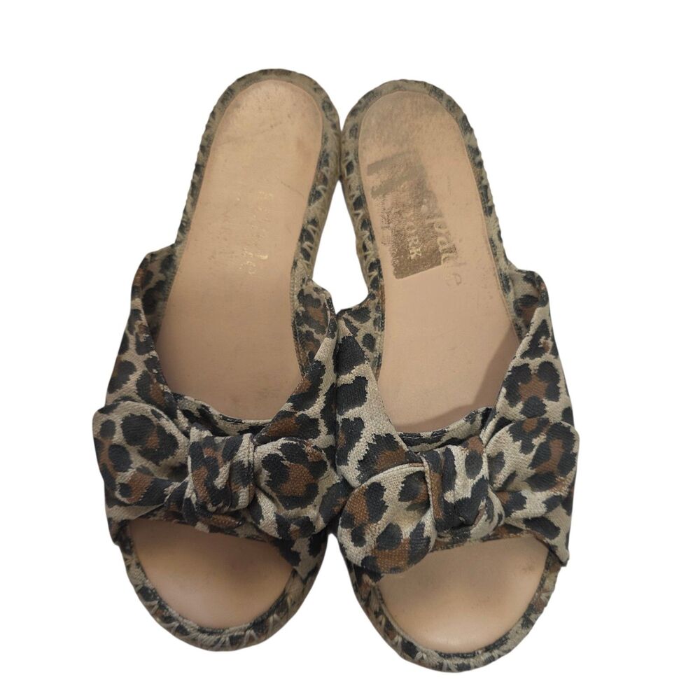 Kate Spade New York Leopard Bow Espadrille Slide Sandals Womens Size 9